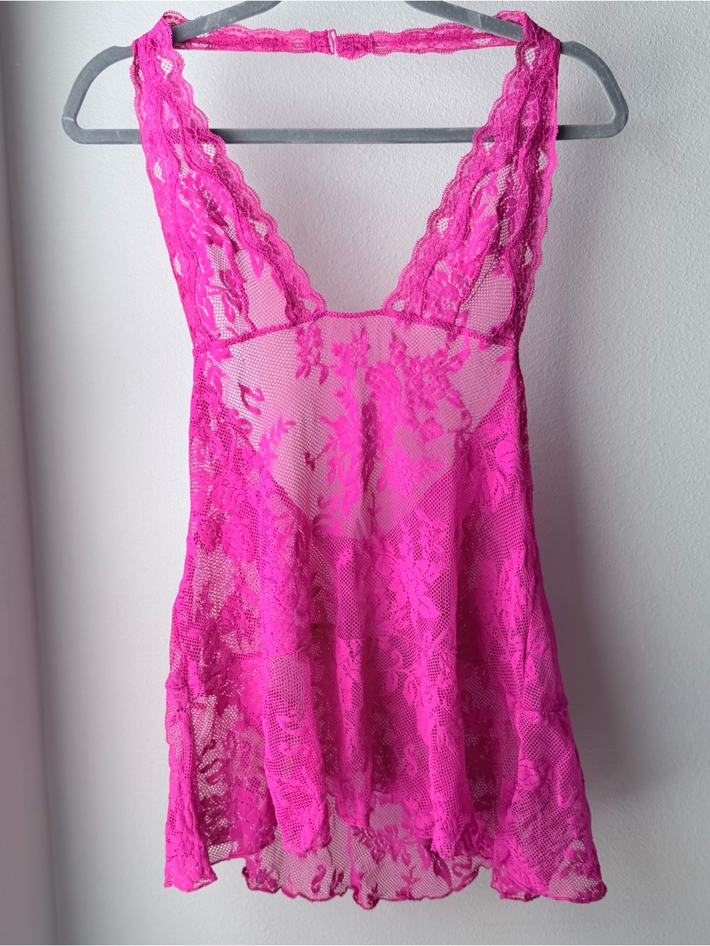 Victoria's Secret Bright Pink Lace Lingerie Top